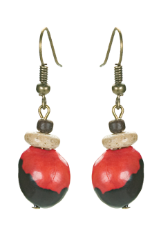 #BOSCNR1 - Boucles d'oreilles modÃ¨le CACONNIER Noir et Rouge