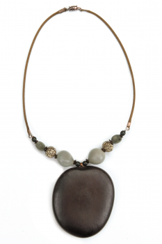Bijou en graines naturelles : Collier modÃ¨le  ENTADA Gris  0