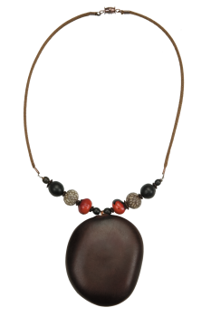 Bijou en graines naturelles : Collier modÃ¨le ENTADA Noir et rouge 0