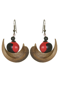 #BOLCNR1 - Boucles d'oreilles modÃ¨le LUNE Noir et Rouge 