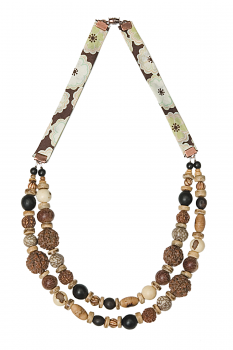 Bijou en graines naturelles : Collier modÃ¨le DOUBLE MIX CARAMEL 0