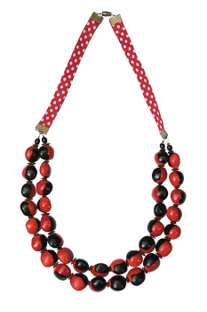 #CDOUGCA - Collier modÃ¨le DOUBLE ORMOSIA ROUGE ET NOIR