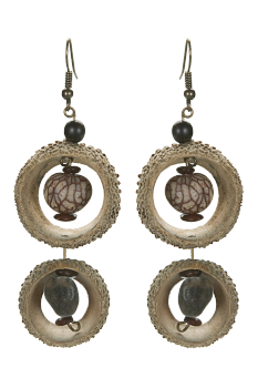 #BOCGAZ1 - Boucles d'oreilles modÃ¨le CUPULE Gris et MarbrÃ©
