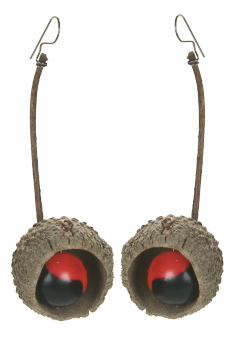#BOCUCN1 - Boucles d'oreilles modÃ¨le CUPULE ENTIER Noir et Rouge