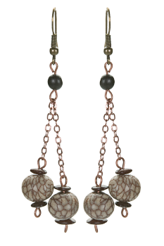 Bijou en graines naturelles : Boucles d'oreilles modÃ¨le PENDANT MarbrÃ©  0