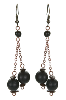 Bijou en graines naturelles : Boucles d'oreilles modÃ¨le PENDANT Noir 0