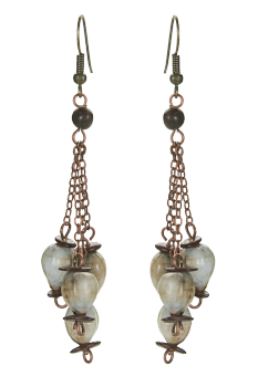 Bijou en graines naturelles : Boucles d'oreilles modÃ¨le PENDANT Blanc 0