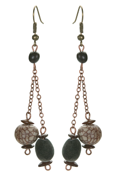 #BOCPAZ1 - Boucles d'oreilles modÃ¨le PENDANT MarbrÃ© et gris