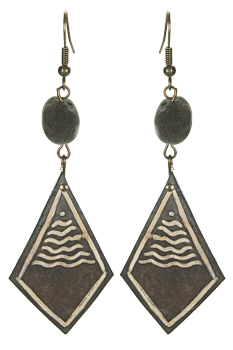 #BOKGZA1 - Boucles d'oreilles modÃ¨le CALEBASSE GRAVEE Grise