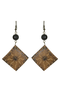 #BOKGSA1 - Boucles d'oreilles modÃ¨le CALEBASSE GRAVEE Noir