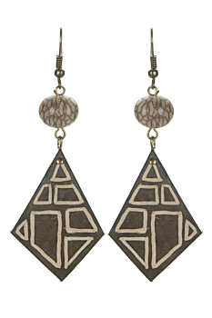 #BOKGAC1 - Boucles d'oreilles modÃ¨le CALEBASSE GRAVEE MarbrÃ©