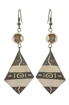 #BOKGPB2 - Boucles d'oreilles modÃ¨le CALEBASSE GRAVEE CrÃ¨me 2 