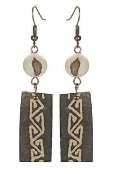 #BOKGPB3 - Boucles d'oreilles modÃ¨le CALEBASSE GRAVEE CrÃ¨me 3