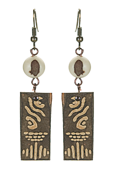 #BOKGPB4 - Boucles d'oreilles modÃ¨le CALEBASSE GRAVEE CrÃ¨me 4