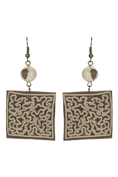 #BOKGPB5 - Boucles d'oreilles modÃ¨le CALEBASSE GRAVEE CrÃ¨me 5