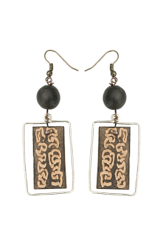 #BOKMSVE - Boucles d'oreilles modÃ¨le CALEBASSE CADREE Noir