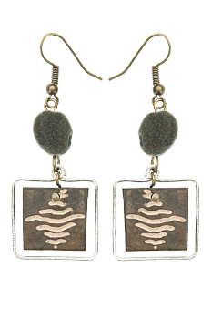 #BOKMZVA - Boucles d'oreilles modÃ¨le CALEBASSE CADREE Grise