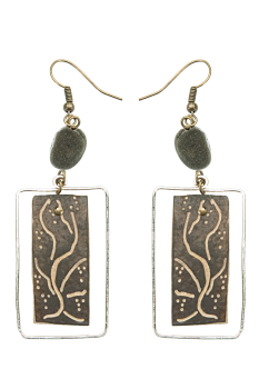 #BOKMZAA - Boucles d'oreilles modÃ¨le CALEBASSE CADREE Grise