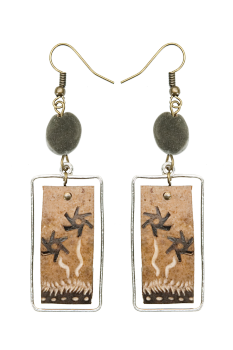 #BOKMZAF - Boucles d'oreilles modÃ¨le CALEBASSE CADREE Grise 4