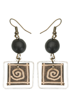 #BOKMSAE - Boucles d'oreilles modÃ¨le CALEBASSE CADREE Noir 2