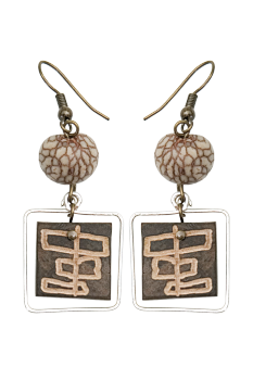 #BOKMPAR - Boucles d'oreilles modÃ¨le CALEBASSE CADREE MarbrÃ©