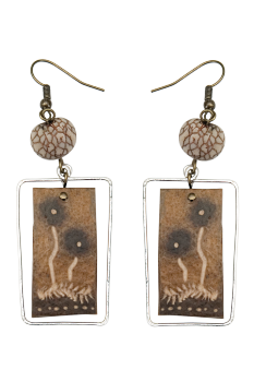 #BOKMPAF - Boucles d'oreilles modÃ¨le CALEBASSE CADREE MarbrÃ© 4
