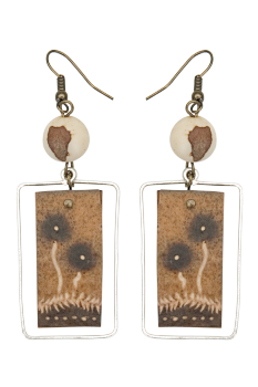 #BOKMPBF - Boucles d'oreilles modÃ¨le CALEBASSE CADREE CrÃ¨me